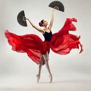 Abanicos plegables de 33 cm con mango, en blanco y negro, de poliéster y plástico, pintados a mano para Navidad - Product Image 3