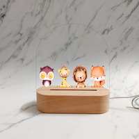 Vente en gros de support de base de veilleuse d'affichage à LED en bois lampe à LED 3d socle de lumière en bois pour le bricolage acrylique