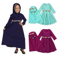 Nouvelle robe longue Abaya musulmane pour enfant avec broderies de fleurs mignonnes 2024 + Hijab, Abaya de prière islamique pour fille