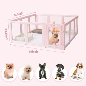 Cerca de acrílico rosa cuadrada para gatos y perros, con cierre de gancho y bucle, para uso en tiendas de mascotas, para perros pequeños/medianos, Bichón - Product Image 4