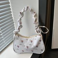 Nouveau Sac Fourre-tout Tendance en Velours Côtelé Polyester à Motifs Floraux, avec Fermeture Éclair, Grande Capacité, Sac à Bandoulière Y2K Fraise pour Femme et Fille