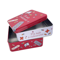 Boîte d'emballage rectangulaire en métal avec impression personnalisée du logo, boîte à thé en métal