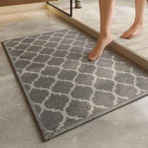 Alfombra de Baño Rectangular con Patrón Geométrico de Fibra de Poliéster Absorbente y Antideslizante para Uso Doméstico - Product Image 2