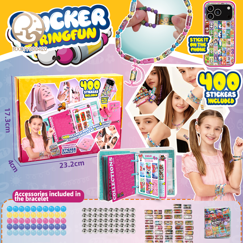 DIY Sticker String Fun Toy(400 Stickers+Notebook)