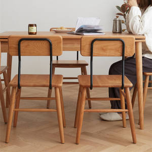 Silla de comedor nórdica de madera maciza, respaldo de madera de cerezo, uso doméstico, estilo minimalista japonés - Product Image 2
