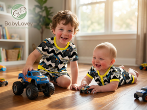 Babylovey OEM ODM, Conjunto de Pijamas de Bambú Viscosa Suave con Logotipo y Color Personalizados, para Hermanos, con Estampado de Dibujos Animados - Product Image 4