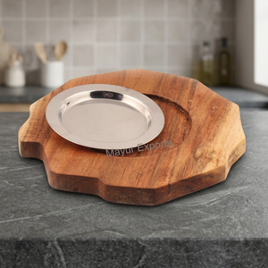 Plateau de service en bois d'acacia, finition huilée naturelle, passe au lave-vaisselle, pour la cuisine, la salle à manger, la table basse, design polyvalent, MOQ - Product Image 5
