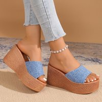 Sandali da donna con tacco a zeppa, alla moda, per esterni, con plateau, suola spessa, stile ciabatta da spiaggia