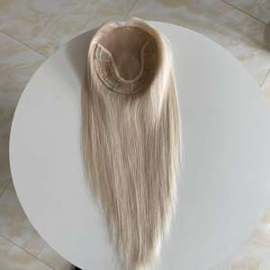 Postizo de Cabello Humano Rubio Platino con Base de Seda 6.5x7, Cabello Virgen Europeo Remy Fino para Mujer, Postizo de Cabello Humano con Parte Superior de Seda en Existencia - Product Image 5