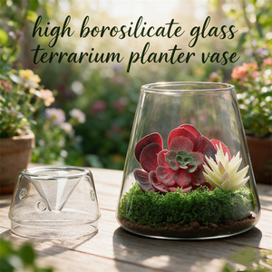 Home Decoration Items Wedding Centerpieces Handmade clear Volcano Split High Borosilicate Glass Planter Terrarium Vases with Lid - Product Image 6