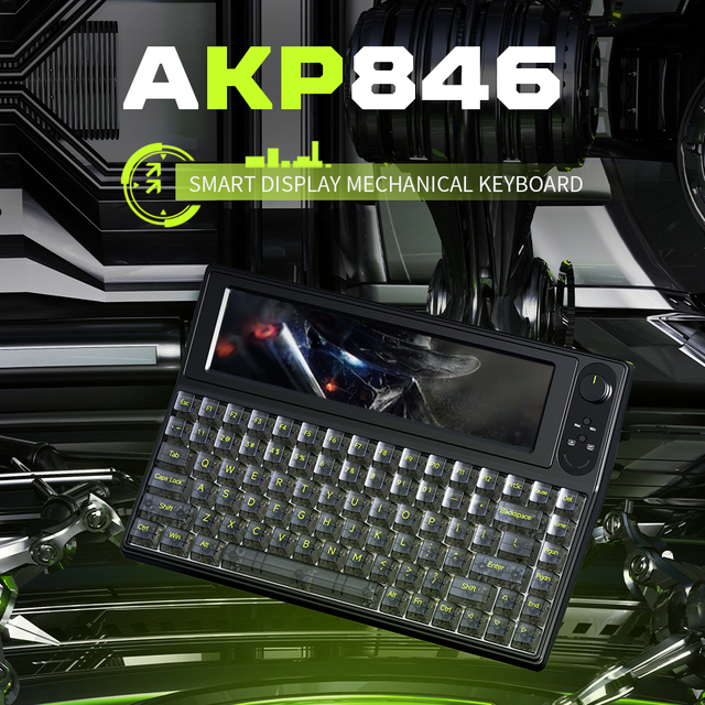 Ajazz AKP846 84 Keys Wired Gaming Keyboard With White LCD Color Screen Mechanical Switch for PC Laptop Gamer