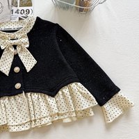 Ensemble deux pièces pour filles, haut en coton à pois avec nœud papillon et pantalon évasé, collection printemps/automne 2026