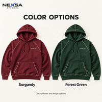 Sweat-shirts et sweats à capuche pour hommes en coton biologique bordeaux à manches raglan, personnalisables avec étiquette privée, motif graphique lettres sur coutures contrastées, style streetwear décontracté
