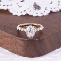Bague NOVA en Moissanite couleur D, plaquée or, sertie de griffes, en argent sterling S925, taille ovale 2/3/5/6/8 carats, style luxe léger pour femme