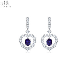 Nouvelle collection de bijoux de luxe en or blanc massif 18 carats, saphir naturel et diamants, ensemble de bijoux pour femmes, robe de soirée - Product Image 2