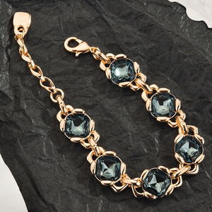 สร้อยคอยาวประดับเพชรสีรุ้งโซ่พลอยสี่เหลี่ยมสไตล์วินเทจ - Product Image 5