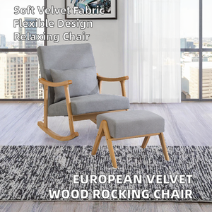 Hot Sales Modern Modular Leisure Wooden Upholstered Solid Wood <b>Rocking</b> Sofa <b>Chair</b> for Living Room - Product Image 2