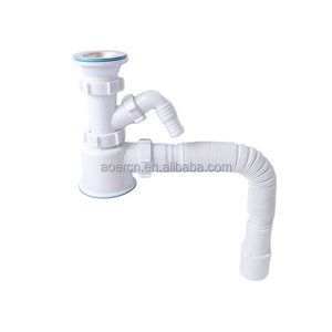 Grifo <span class=keywords><strong>Flexible</strong></span> personalizado para fregadero de cocina, tubería de drenaje de agua de acero para baño, Plástico - Product Image 1