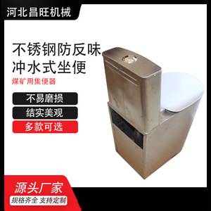 Toilette en acier inoxydable Changwang avec réservoir d'eau, anti-odeur, chasse d'eau, pour usage commercial - Product Image 5