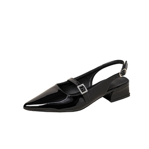 Fashion Women PU Leather Slingback Pumps Pointed Toe Mary Jane with Rhinestone Buckle Block <strong>Heel</strong> <strong>3</strong> Colors <strong>Size</strong> 35-43 Party Shoes - Product Image 6