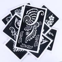 Pochoirs de tatouage au henné en PVC autocollants GP en stock, noirs, réutilisables, pour art corporel temporaire, pochoir DIY avec emballage individuel