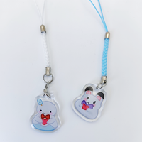 Breloque de téléphone en acrylique transparent avec revêtement époxy brillant, mini pendentif personnalisé imprimé pour téléphone portable