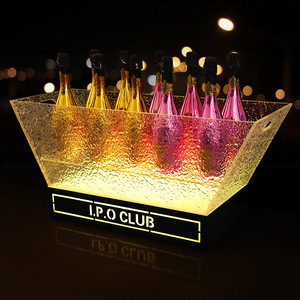 I.P.O Club Champagne Boat 12/24 Bottle LED Ice <b>Bucket</b> For Bars KTV Party Beverage Tub Glam Style <b>Plastic</b> - Product Image 1