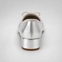 Chaussures habillées à enfiler pour femmes en cuir véritable, à bout carré, avec nœud, style ballerines, bout patchwork, talon carré bas, pour l'été