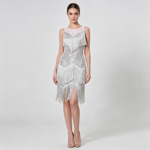 Vestido <span class=keywords><strong>de</strong></span> Baile con Lentejuelas Brillantes y Flecos <span class=keywords><strong>para</strong></span> <span class=keywords><strong>Mujer</strong></span>, Traje <span class=keywords><strong>de</strong></span> Escenario <span class=keywords><strong>para</strong></span> Baile Latino, Samba y <span class=keywords><strong>Tango</strong></span> - Product Image 1
