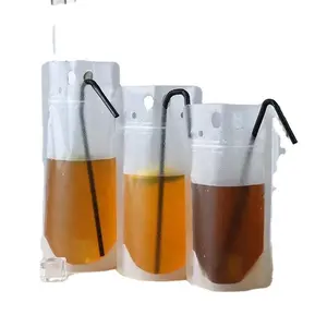 Drink Pouches with Straws Plastic Drink Bags with Zipper Party Beverage Bags Juice Pouches for Adults and Teens