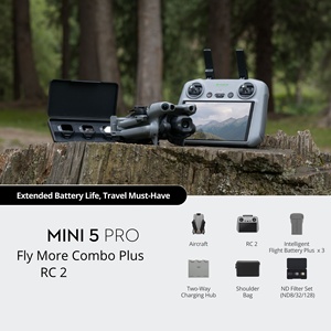Mini 5 Pro Fly More Combo <span class=keywords><strong>Plus</strong></span> Dron con Control Remoto DJ RC 2, CMOS de 1 Pulgada, 50MP, 4K/60fps HDR, 52 Minutos de Vuelo, Transmisión O4+ de 20 km - Product Image 1