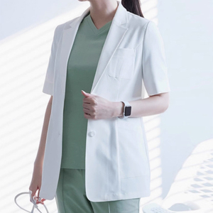 Jaket bedah plastik kecantikan gigi putih ramping lengan pendek mantel kerja Klinik Oral uniseks jaket dokter nyaman