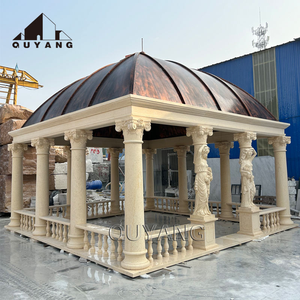 Gazebo de mariage en marbre blanc, style européen, en pierre naturelle sculptée <span class=keywords><strong>à</strong></span> la main, pour jardin extérieur de luxe sur mesure. - Product Image 4