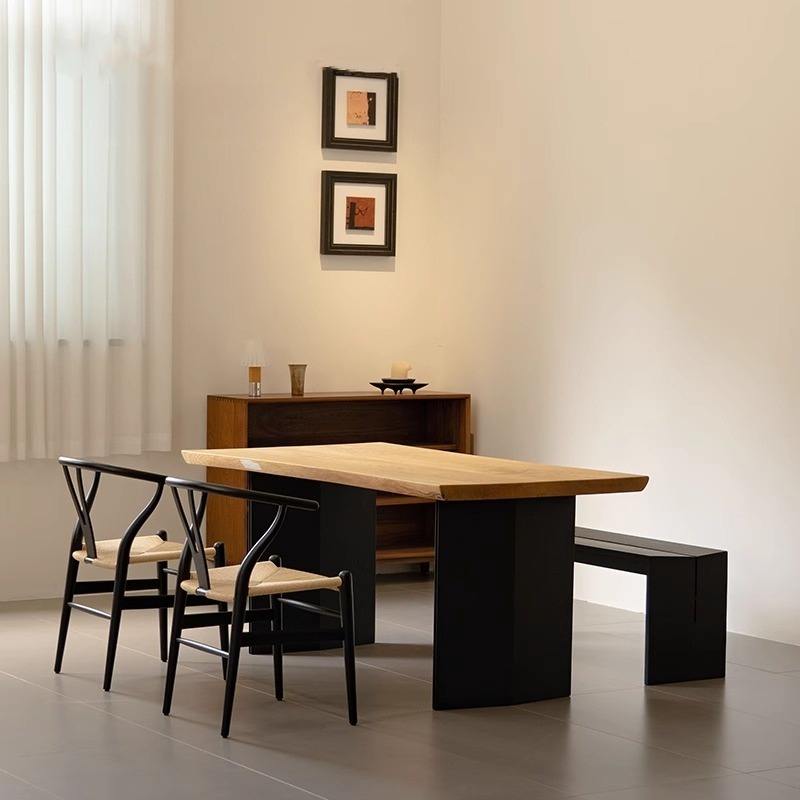 FAS grade white wax wood tabletop carbon steel table legs