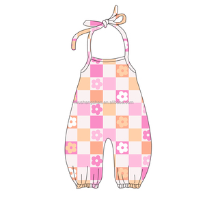 أزياء مخصصة هاواي مطبوعة للفتيات الصغيرات رومبير بلا أكمام نسيج اليوغا للأطفال ملابس جسم الطفل بذلة - Product Image 6