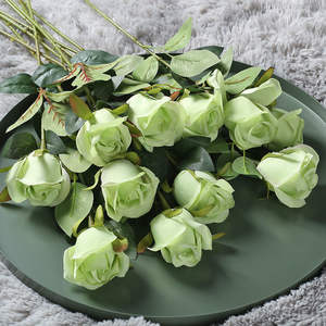 Rosas Artificiales <span class=keywords><strong>de</strong></span> Alta Calidad al por Mayor, Rosas Individuales Rojas y Blancas, Personalizadas, con Tacto Real, <span class=keywords><strong>Flores</strong></span> Decorativas - Product Image 2