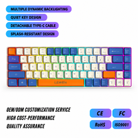 Nouveau clavier à membrane filaire RGB rétroéclairé à 68 touches, type C, fin, avec anti-ghosting multi-touches et touches laser pour bureau, jeux et ordinateur de bureau