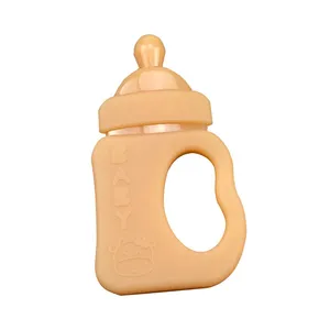 Mordedor de silicona para bebé, nuevo diseño al por mayor, llaves de dentición de silicona de grado alimenticio con forma de biberón