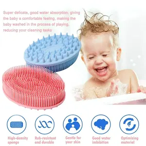 Brosse de bain en silicone, exfoliante douce, masseur de cuir chevelu, brosse corporelle à poils souples, outil de douche pour le nettoyage des bébés - Product Image 3