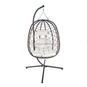 Oeytree Luxury Wicker <strong>Double</strong> Seat Swing <strong>Egg</strong> <strong>Chair</strong> Soft Deep Fluffy <strong>Cushion</strong> Relaxing Large Basket Porch Lounge - Product Image 2