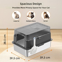 Bac à litière pour chat entièrement fermé en acier inoxydable, toilette pour chat anti-éclaboussures, bac à litière spacieux, Chine