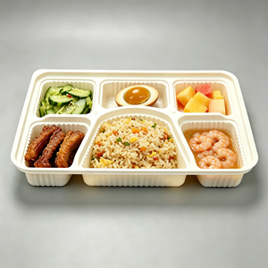 Disposable 900ml 6 Compartment Corn Starch PP Blister Fast Food Container Compostable Take Out <b>Lunch</b> <b>Box</b> - Product Image 1