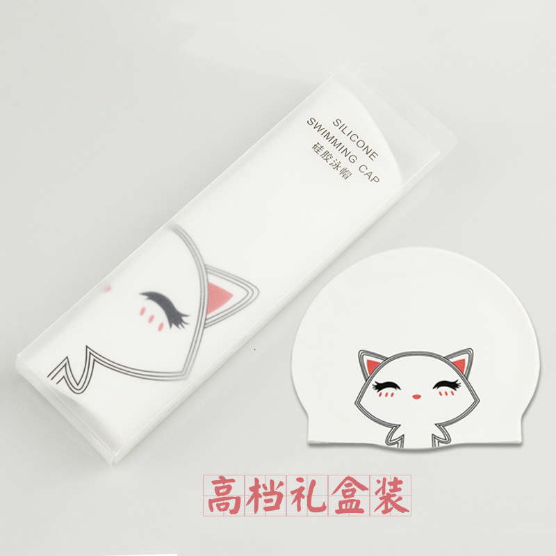 Boîte pliante pour bonnet de bain chat blanc
