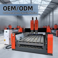 Routeur CNC 4 axes à double tête pour la sculpture automatique de pierre, machine de gravure pour colonnes en marbre et pierres tombales en granit