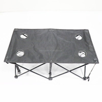 Table de camping pliable en métal avec porte-gobelets pour l'extérieur, la plage, les pique-niques et la pêche