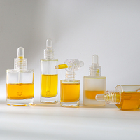 Flacon cylindrique en verre transparent HOPECK 100/50/30/15 ml avec compte-gouttes en plastique transparent à bulbe TPE et collier transparent en PVC pour sérum