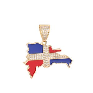 Liontin dan kalung mode Hip Hop 14k berlapis emas Dominika Moissanite tembaga - Product Image 1