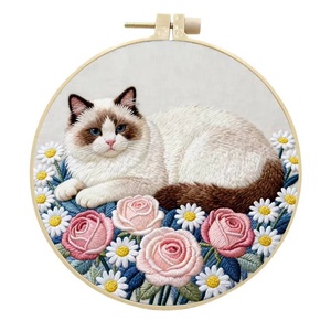 Kit de broderie XIXI avec aiguille à poinçonner, cercles à broder, tissu en coton et fil en polyester pour la décoration animale et de la maison - Product Image 2