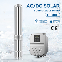 Pompe solaire submersible à haute pression hybride AC/DC, pompe à eau solaire pour puits profond de 4 pouces