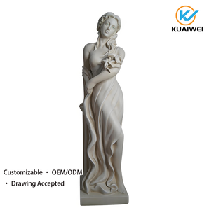 Statue féminine classique européenne, sculpture en résine sculptée à la main avec fleur de lys, style Art déco moderne pour jardin - Product Image 6